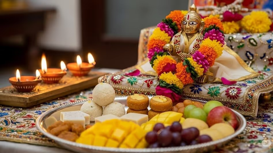 Janmashtami 2026 जन्माष्टमी पूजा में भगवान कृष्ण और पांच शुभ वस्तुएं