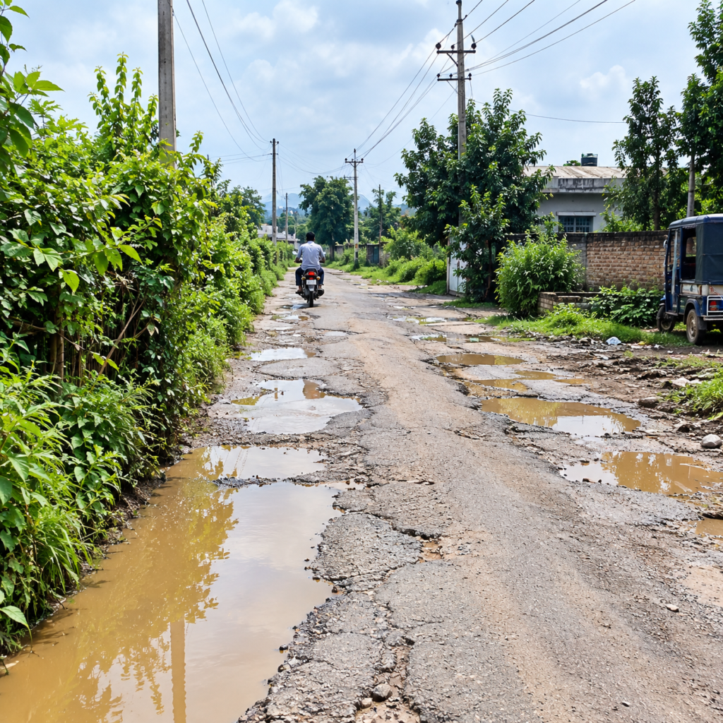 Dhamtari Sorid-Bagatrai Road News: बारिश में और खतरनाक हुई सड़क, जगह-जगह बड़े गड्ढे; सालों से मरम्मत का इंतजार