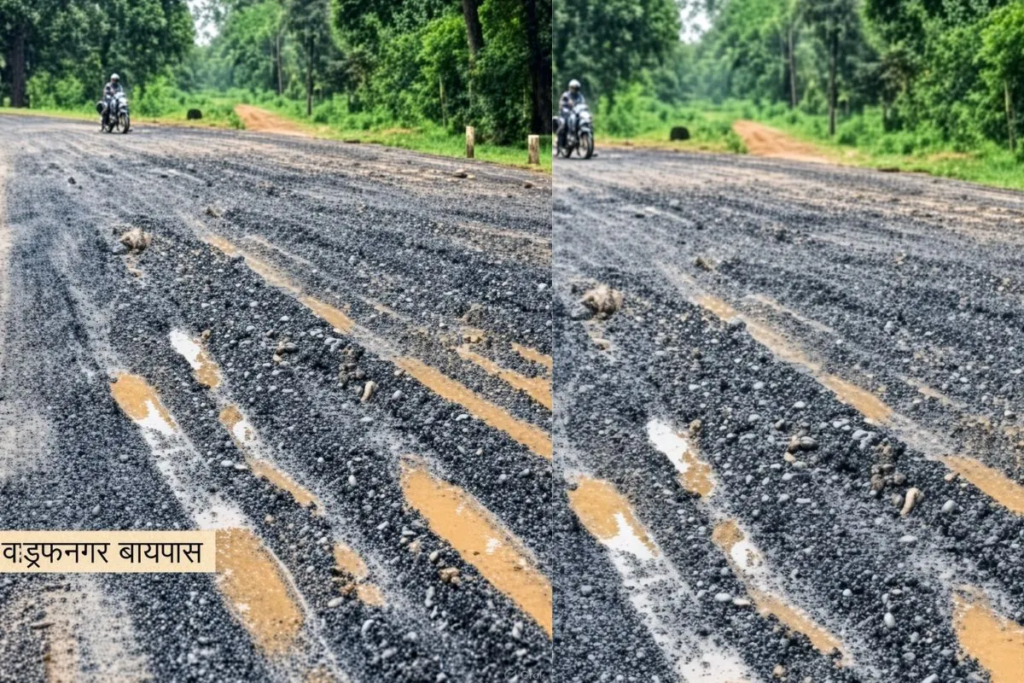 Chhattisgarh Road Construction: 8 साल का इंतजार, 15 करोड़ स्वाहा… एक बारिश में उखड़ी वाड्रफनगर बायपास की सड़क